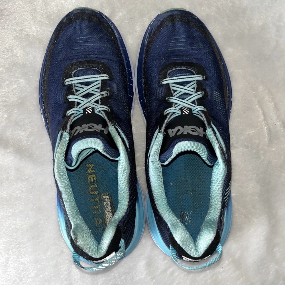 Hoka‎ One One Bondi 5 Womens 9.5 Blue Lace Up Athletic Running Shoes Sneakers. - Picture 6 of 16